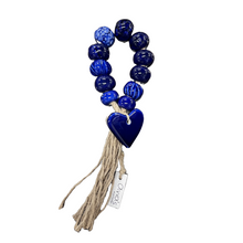 Load image into Gallery viewer, Ceramic Decorative Blue Beads with Heart (free USA shipping included)
