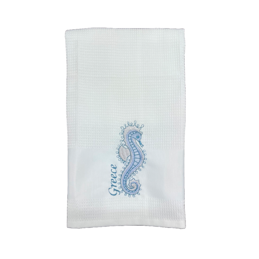 Embroidered Kitchen Towel: Seahorse (free USA shipping included)