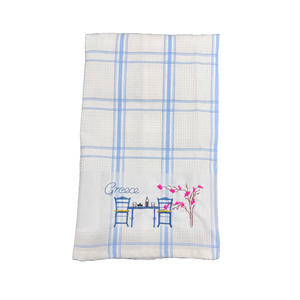 Embroidered Kitchen Towel: Taverna Table—2 color choices (free USA shipping included)