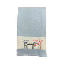 Load image into Gallery viewer, Embroidered Kitchen Towel: Taverna Table—2 color choices (free USA shipping included)
