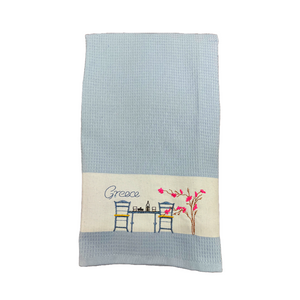 Embroidered Kitchen Towel: Taverna Table—2 color choices (free USA shipping included)