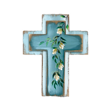 Load image into Gallery viewer, Wall Cross with White Roses (free USA shipping included)
