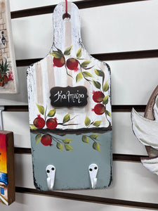 Wall Hanging Board with Key Hooks and Καλημέρα (free USA shipping included)