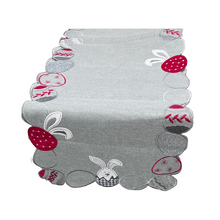 Load image into Gallery viewer, Easter Eggs and Bunnies Table Runner in Red and Gray (free USA shipping included)
