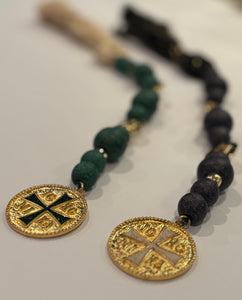 Tabletop Beads (Komboloi) with Constantinato Coin and Tassel—2 color choices (free USA shipping included)