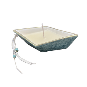 Ceramic Boat with Vanilla Candle—Stone Green (free USA shipping included)