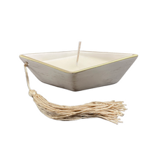 Load image into Gallery viewer, Ceramic Boat with Vanilla Candle—Ivory (free USA shipping included)
