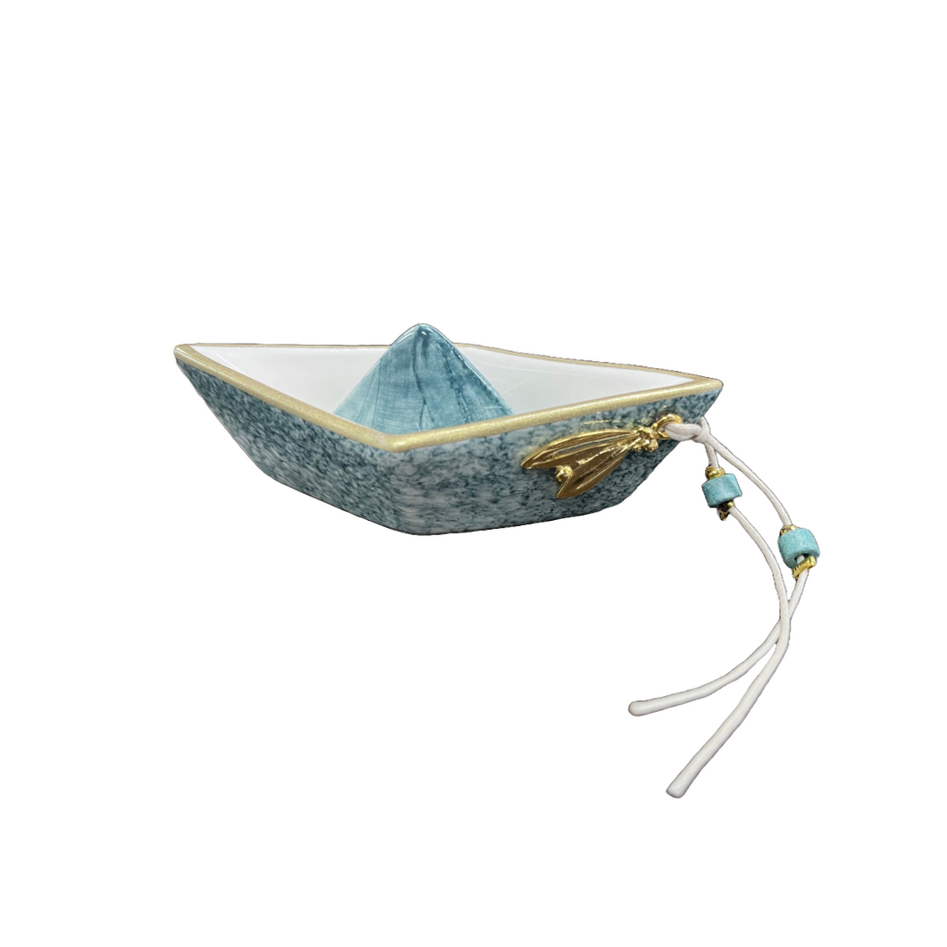 Ceramic Mini Boat—Stone Green (free USA shipping included)