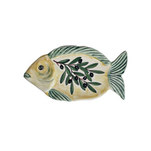 Load image into Gallery viewer, Ceramic Fish-Shaped Plate—Lemons or Olives Design (free USA shipping included)
