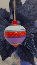 Load and play video in Gallery viewer, Καλά Χριστούγεννα Striped Wooden Ornament (free USA shipping included)
